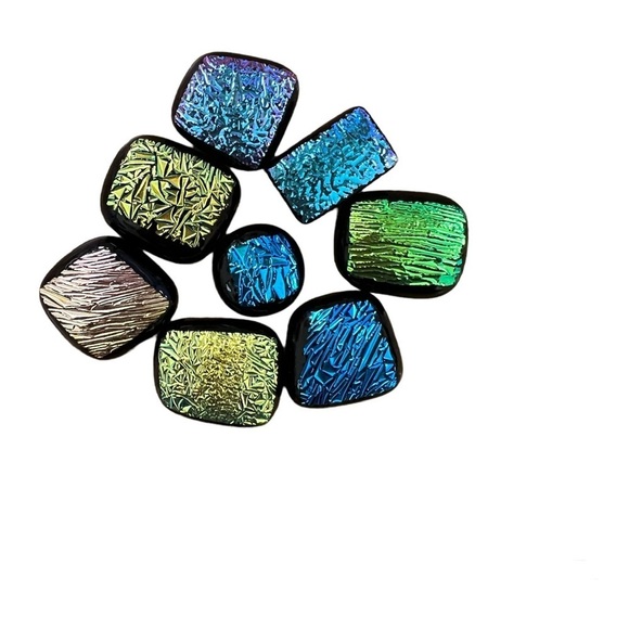 Dichroic Glass Cabochons - Lot of 8 - Picture 1 of 6
